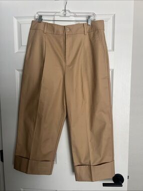 Lauren Ralph Lauren Camel Wide Leg Cropped Trousers